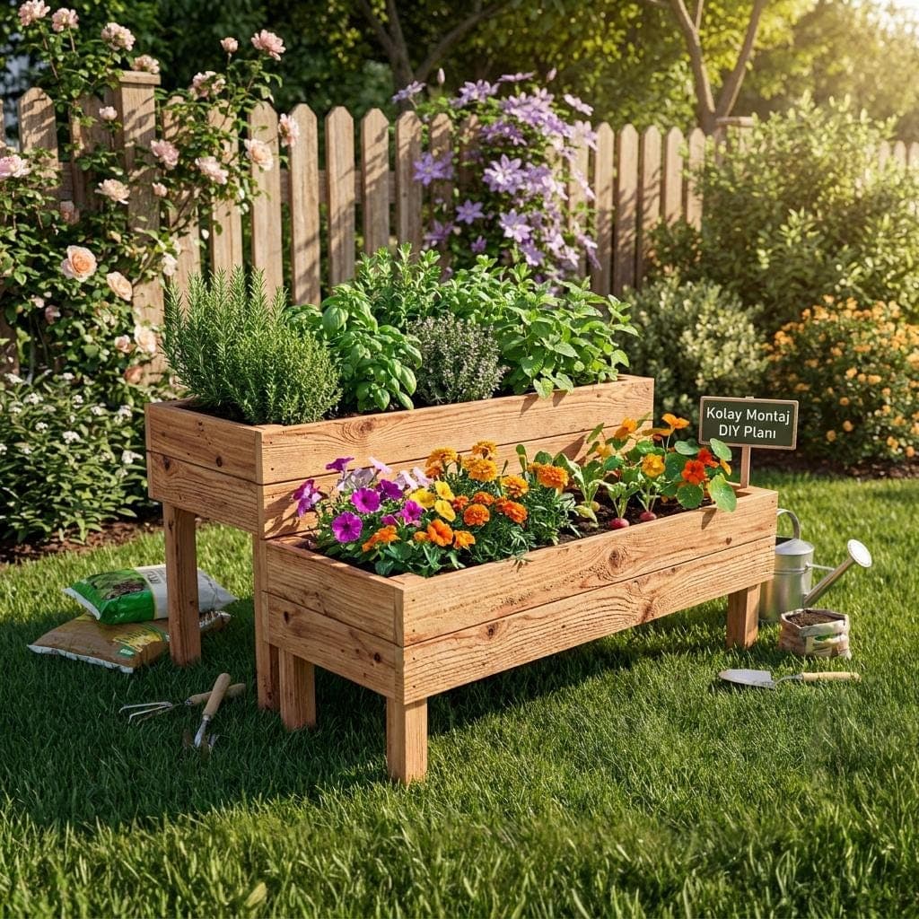 Tiered Planter Box Plans — 3D exploded assembly view