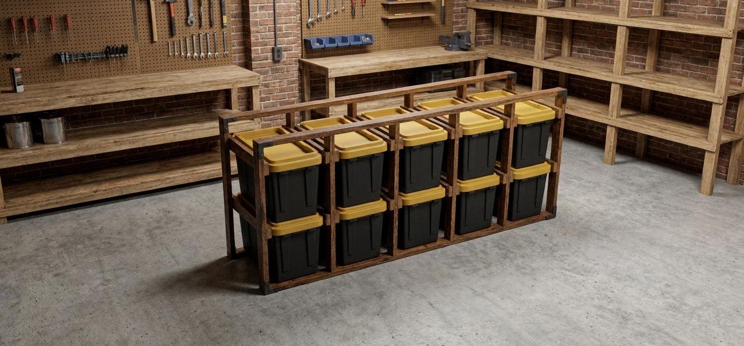 DIY 27 Gallon Tote Rack Plans — Cut list and material detail