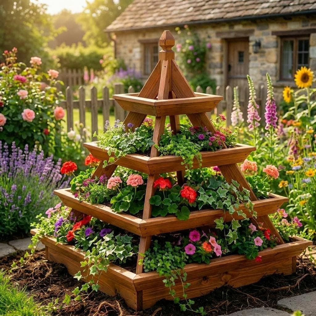 DIY Pyramid Strawberry Planter Plans — Cut list and material detail