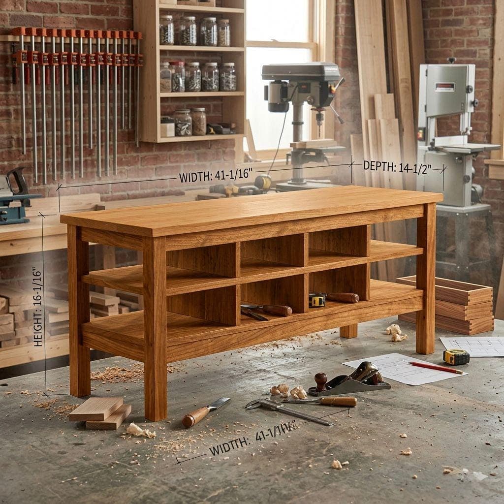 Heavy Duty Workbench Plans with Tool Storage — Step-by-step 3D assembly diagram