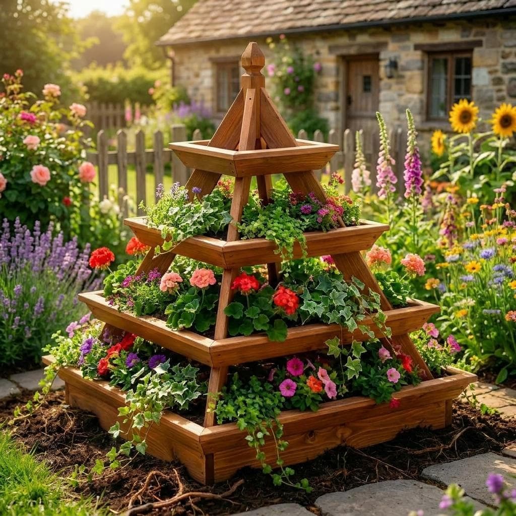 DIY Pyramid Strawberry Planter Plans — Finished build photo