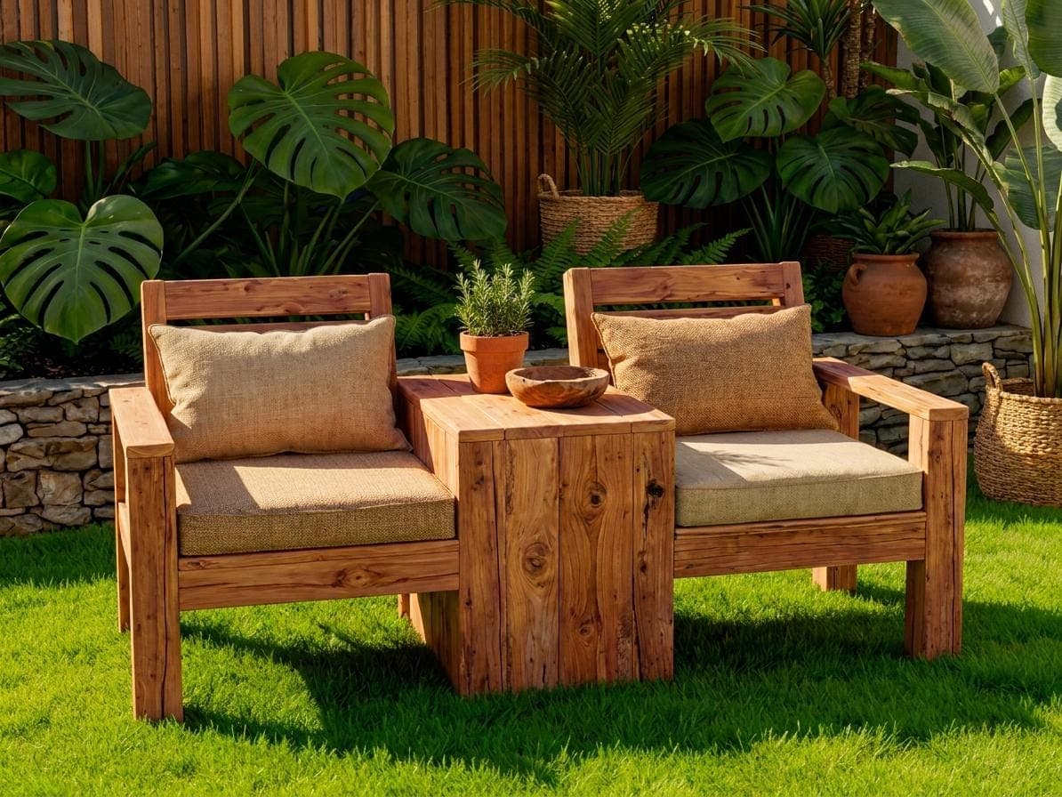 Two Seat Bench with Table DIY Plans — Step-by-step 3D assembly diagram