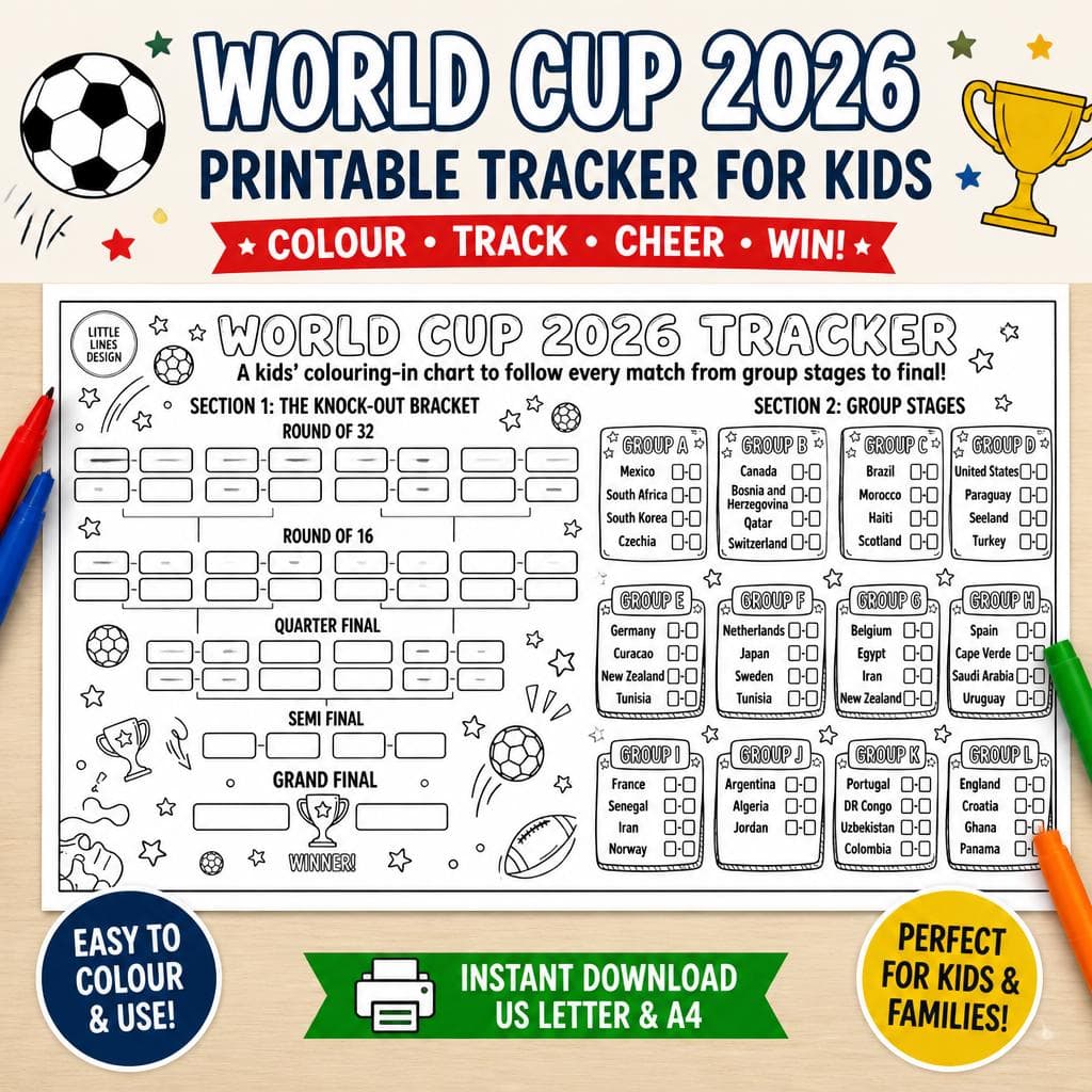 World Cup 2026 Tracker for Kids — Cut list and material detail