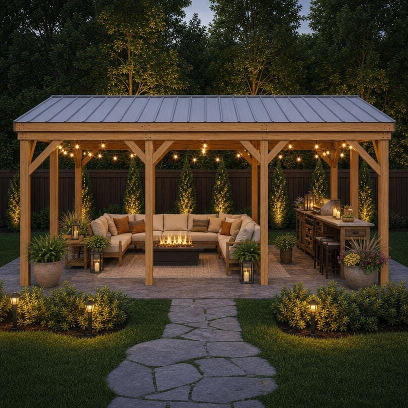 10x24 Gazebo Build Plans — 3D exploded assembly view
