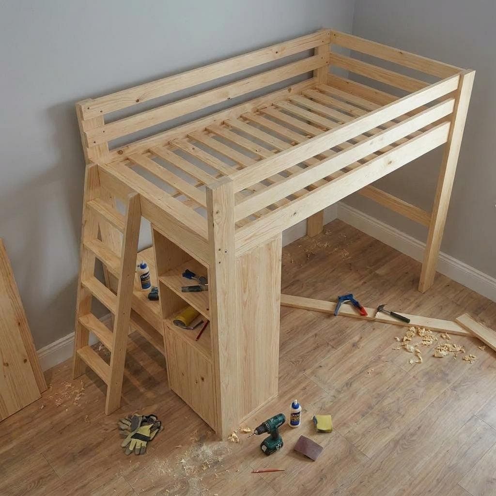 DIY Full Size Loft Bed Plans — Cut list and material detail