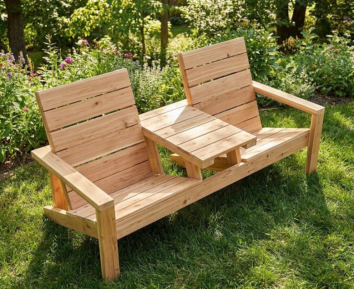 Double Garden Chair Bench Plans — Cut list and material detail