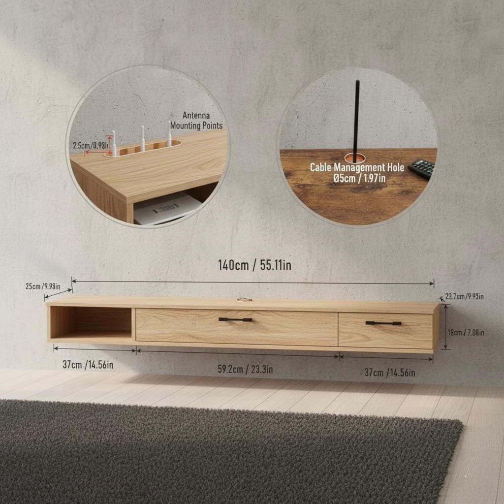 DIY Floating TV Console Plan — Finished build photo