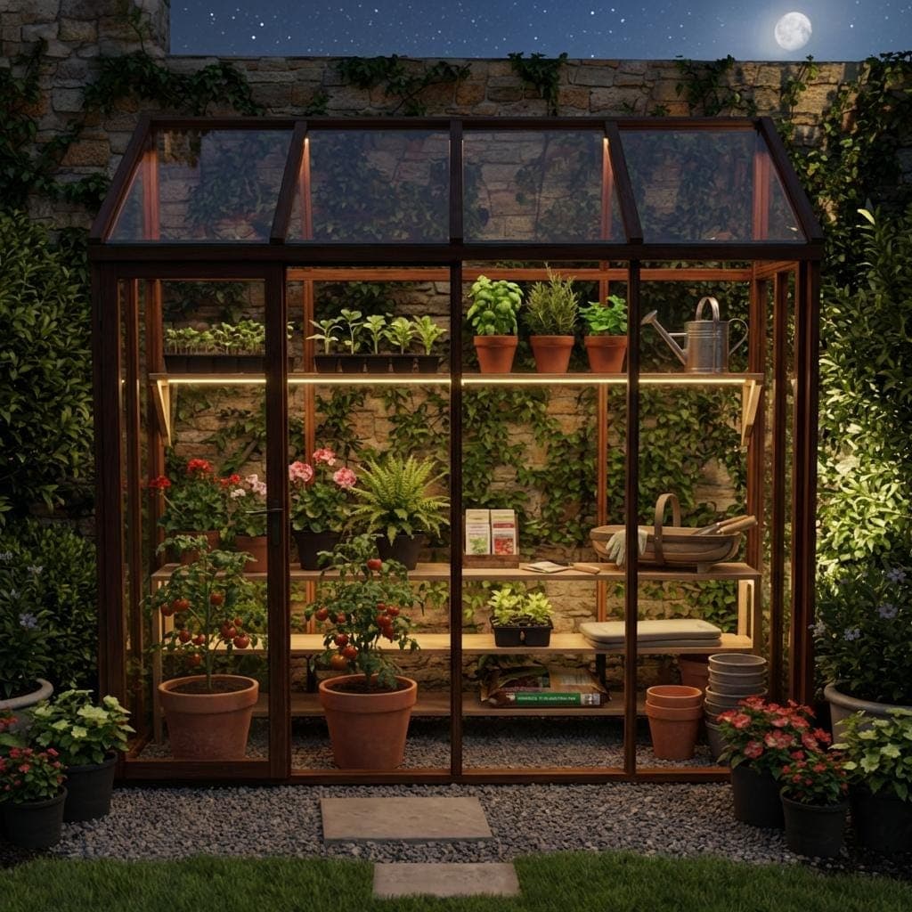 DIY Lean-To Greenhouse Plans — Step-by-step 3D assembly diagram