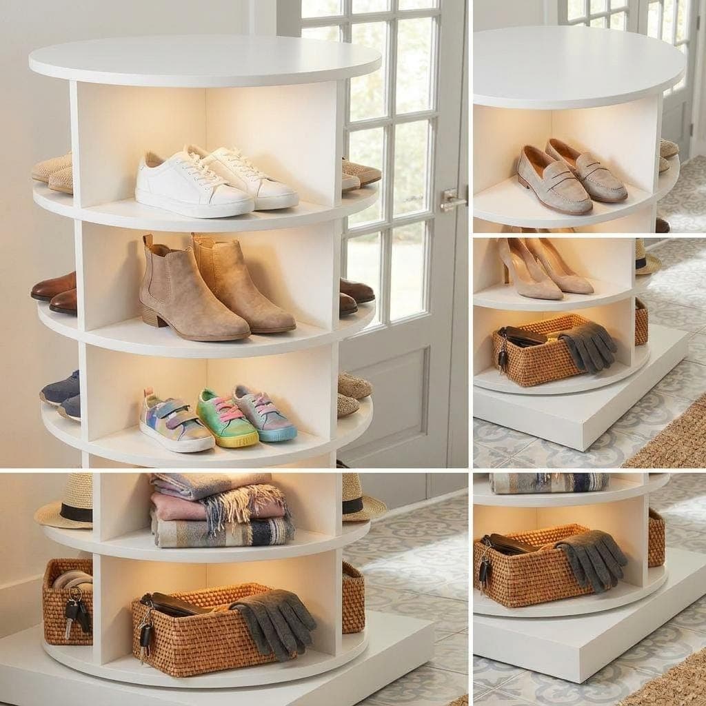 DIY Rotating Shoe Rack Plans — Cut list and material detail