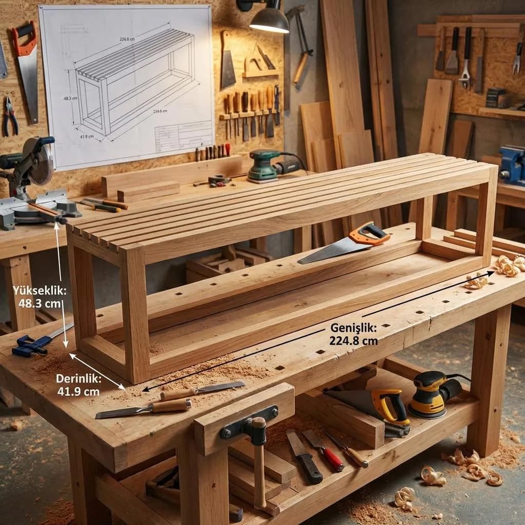 DIY Outdoor Bench Plans — Step-by-step 3D assembly diagram