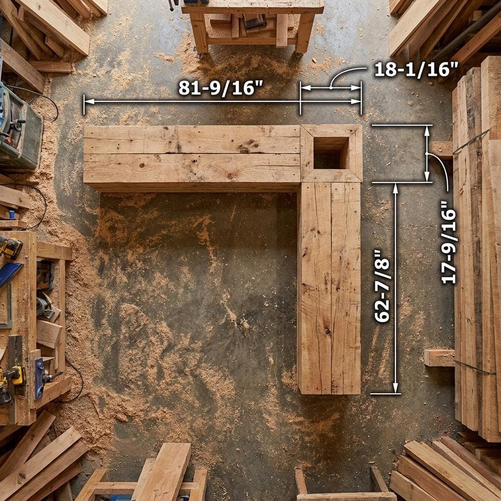 L Shaped Corner Bench Plans — Step-by-step 3D assembly diagram