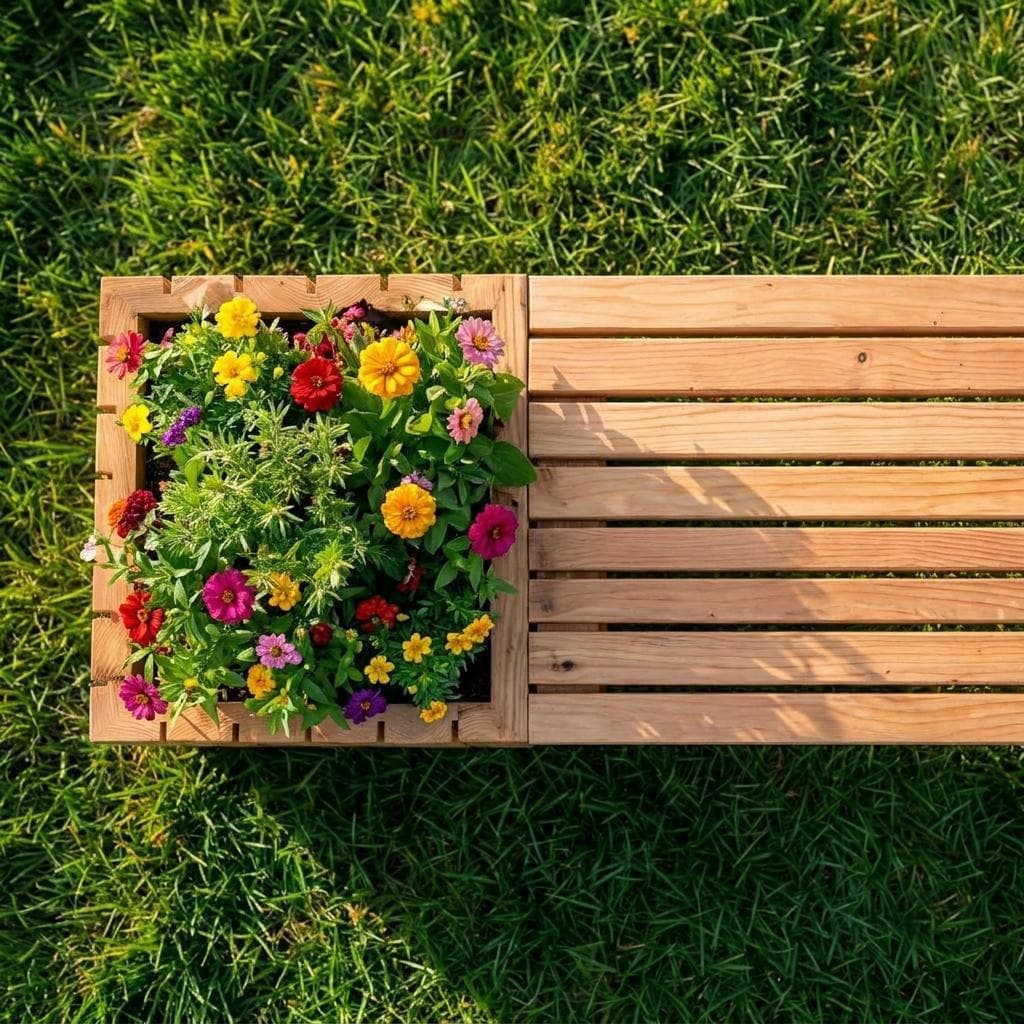 Planter Bench Woodworking Plans — Finished build photo