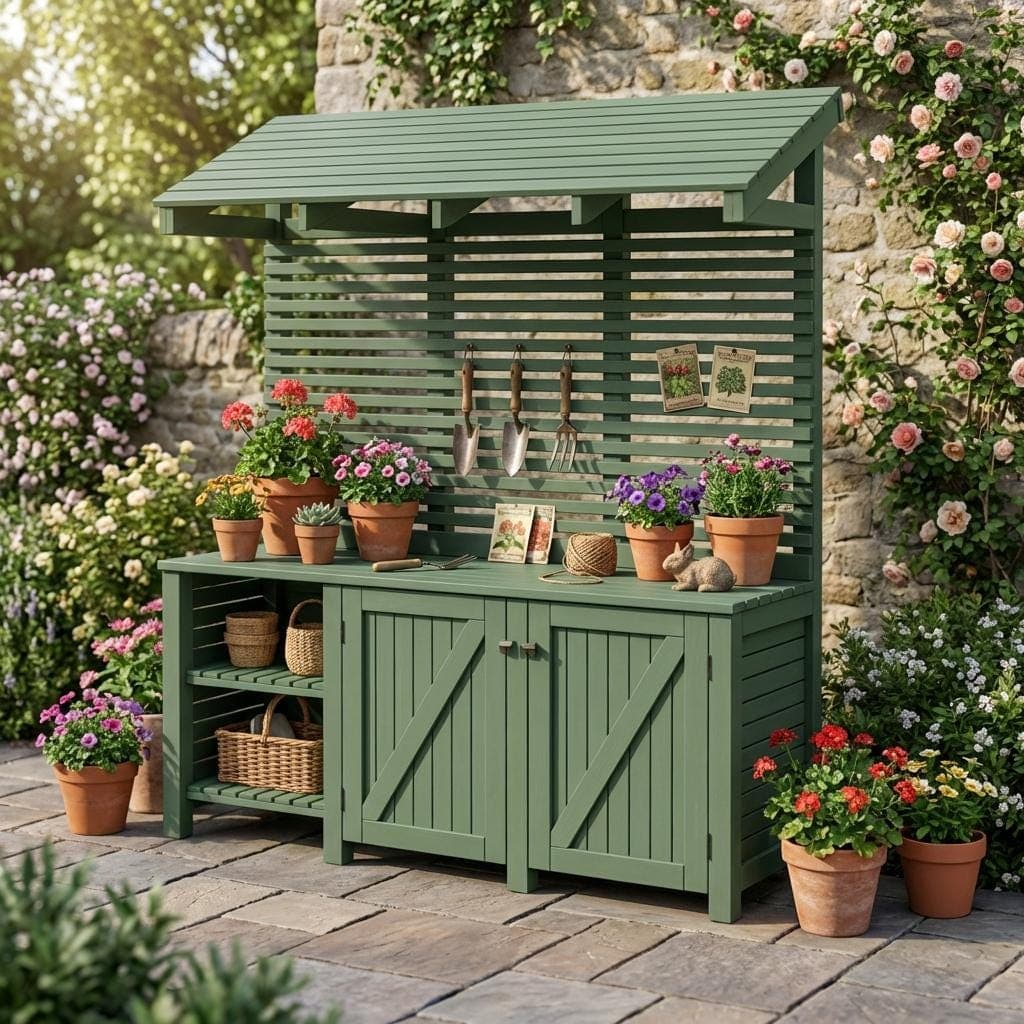 DIY Potting Bench Plans with Storage — Cut list and material detail