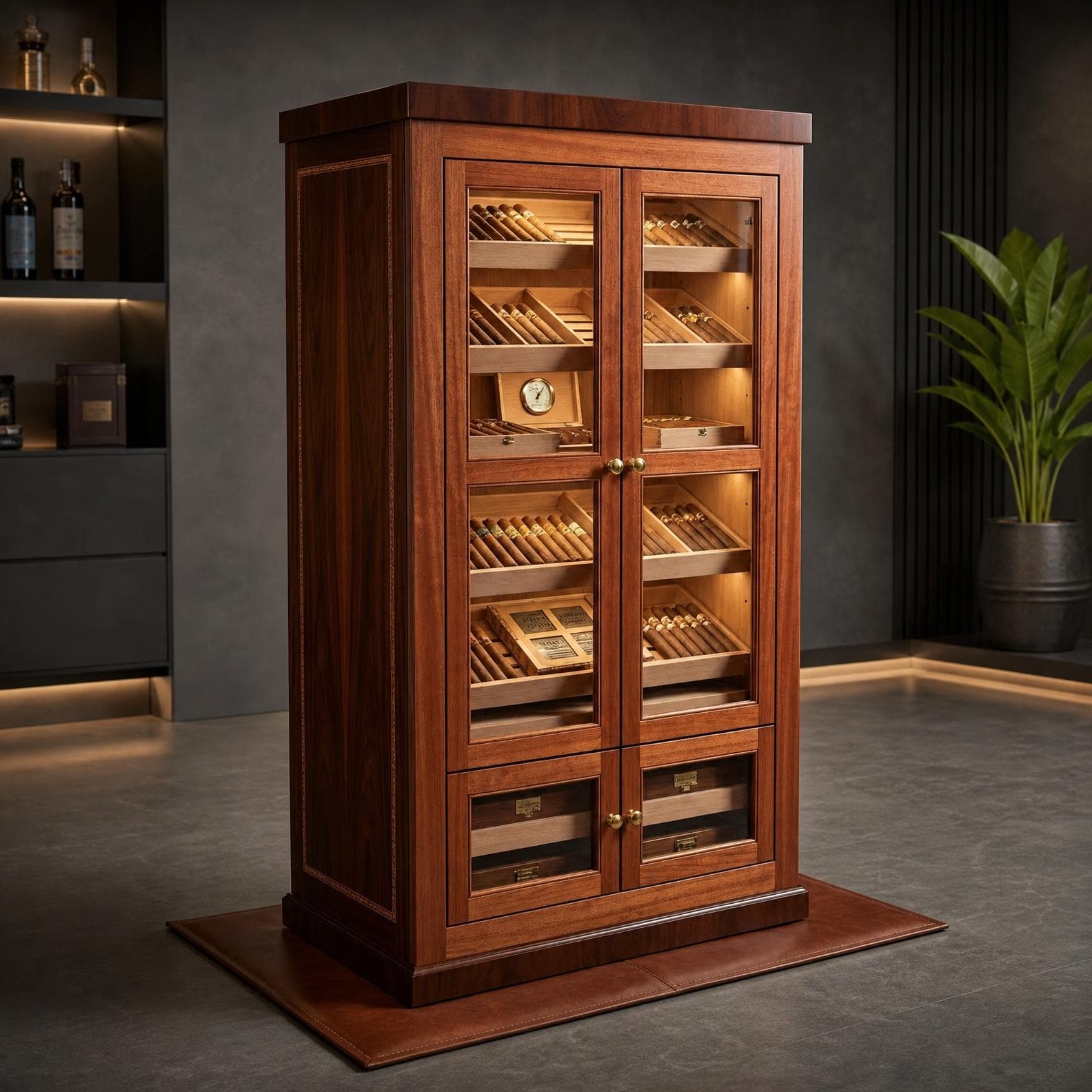 Large Cigar Humidor Cabinet Plan — Step-by-step 3D assembly diagram