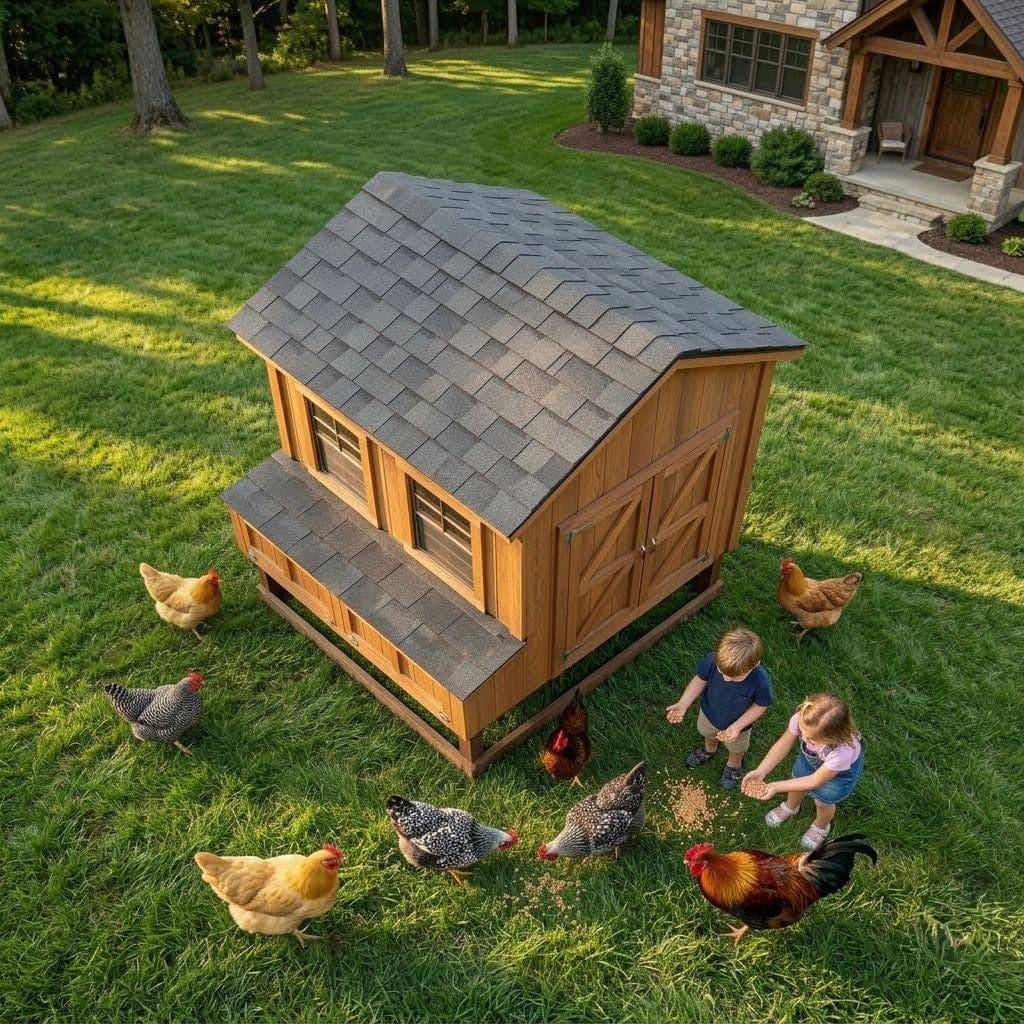 DIY Raised Chicken Coop Plans — Finished build photo
