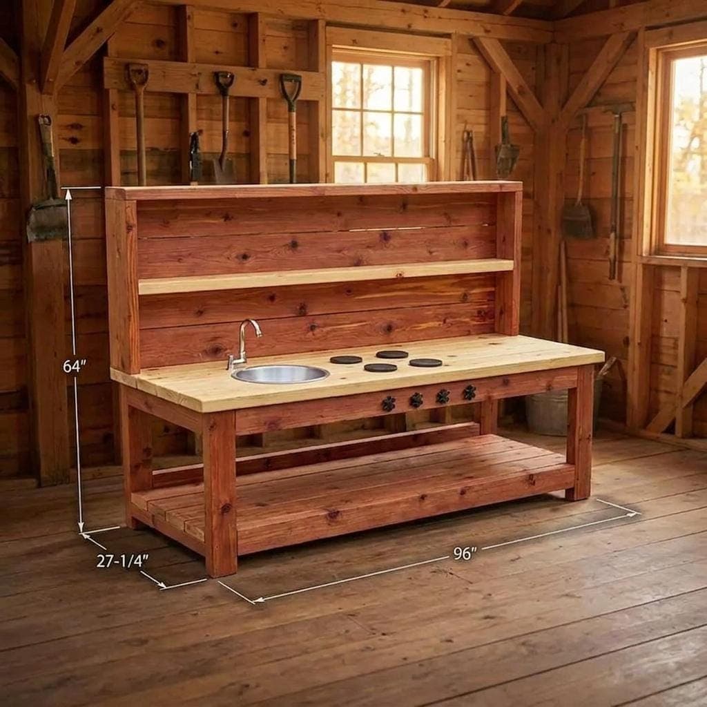 Kids Mud Kitchen Plans — Step-by-step 3D assembly diagram