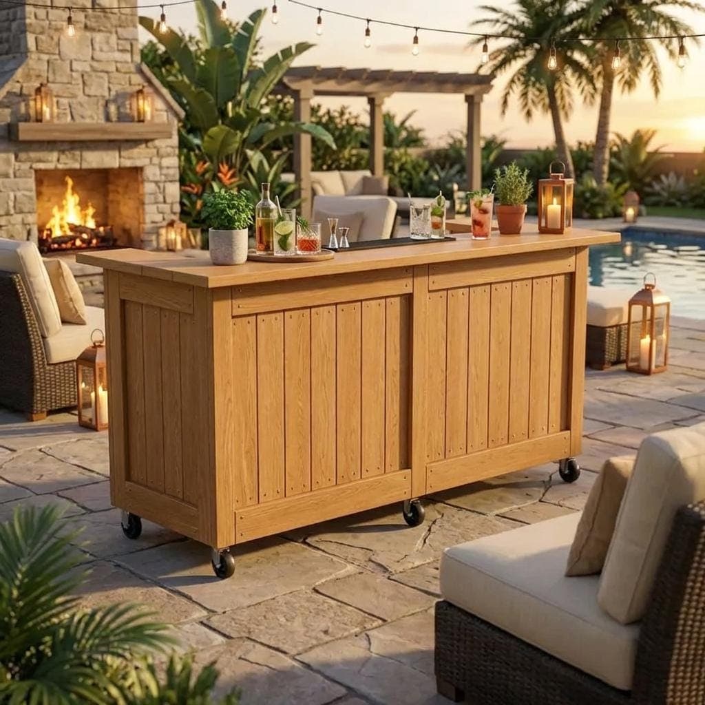 DIY Mobile Bar Plans — 3D exploded assembly view