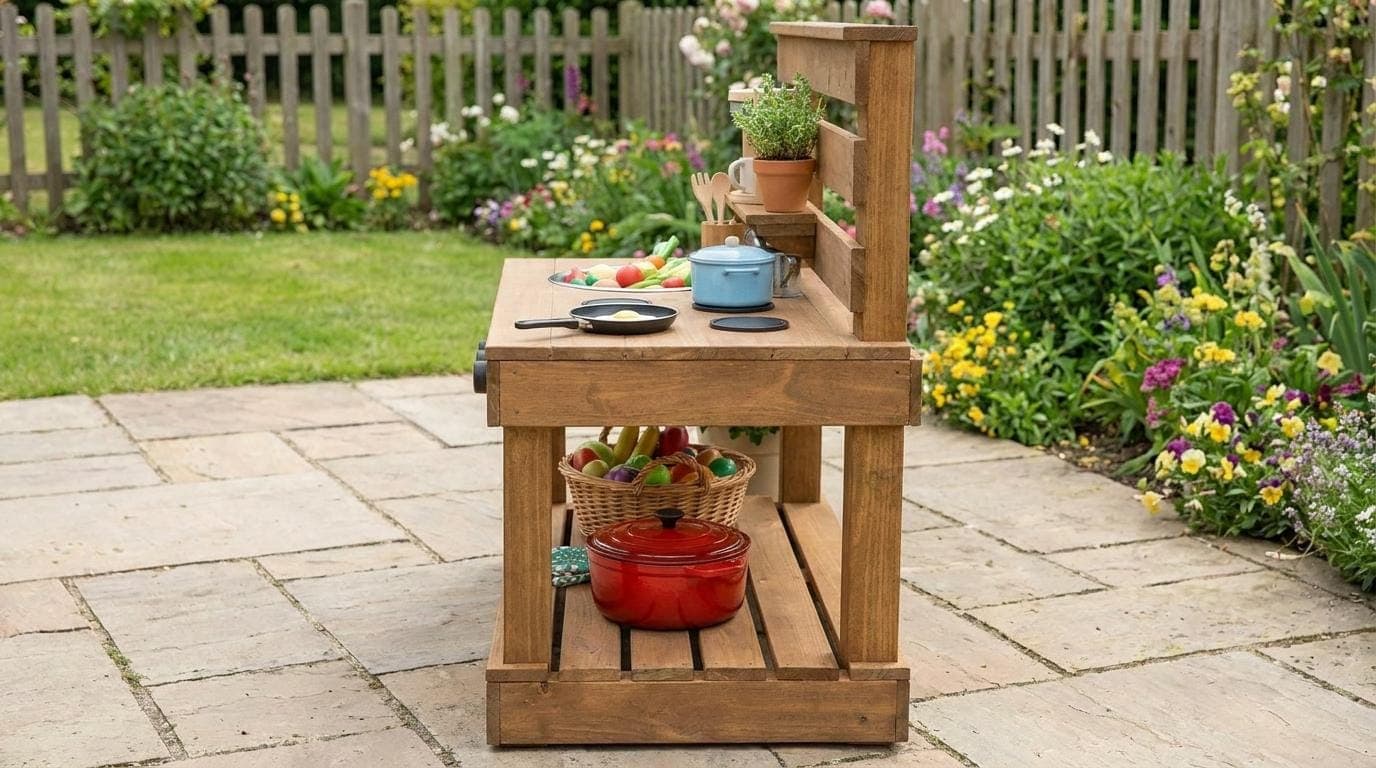 Kids Mud Kitchen Woodworking Plans — Finished build photo