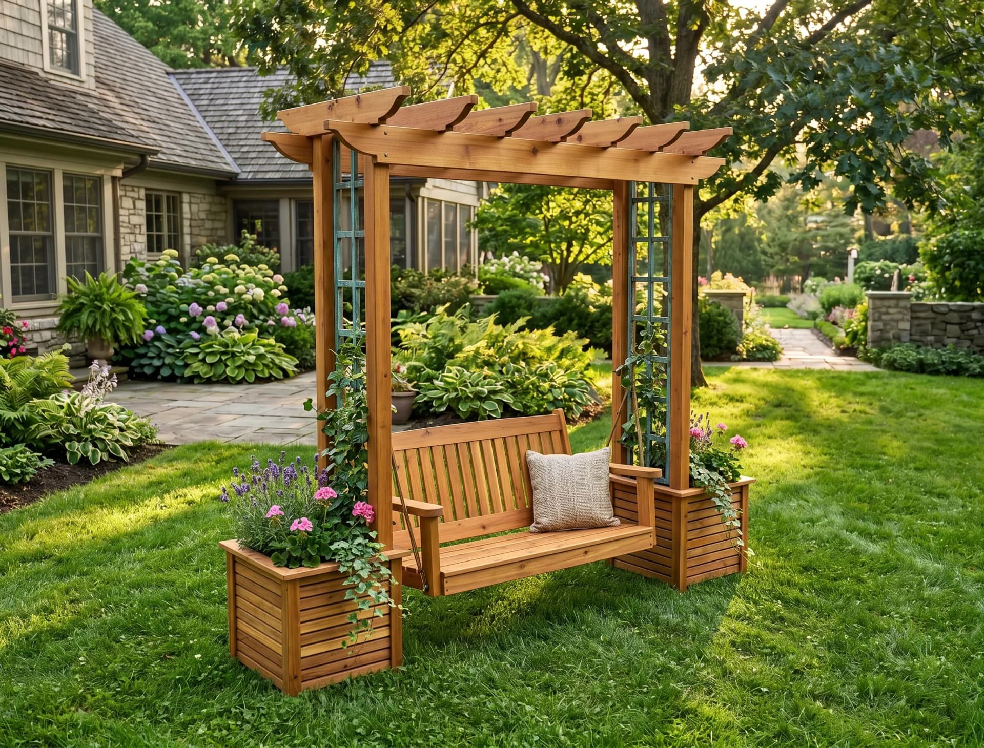 Arbor Swing Plans — 3D exploded assembly view
