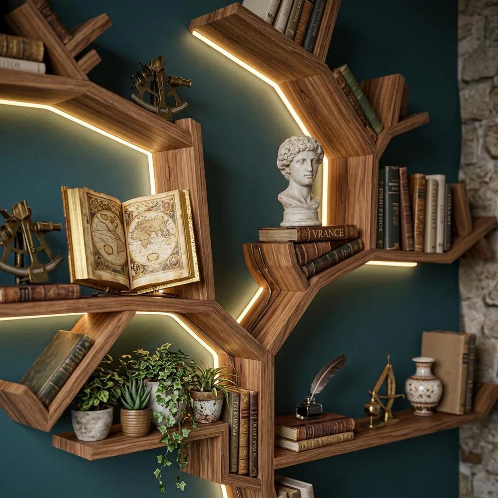 DIY Tree Bookshelf & Bookcase Plans — Cut list and material detail
