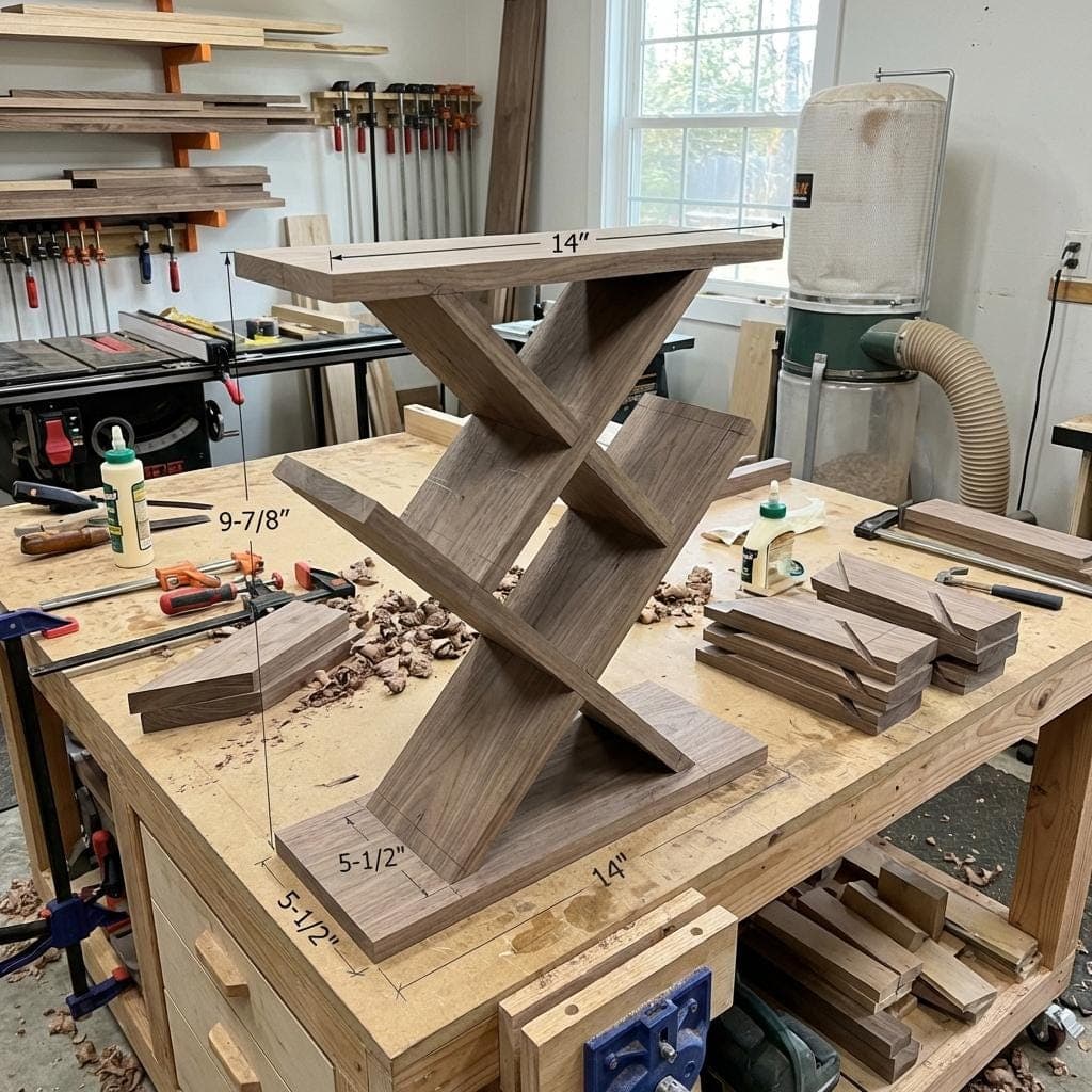 DIY Wooden Floating Shelf Plans — Step-by-step 3D assembly diagram