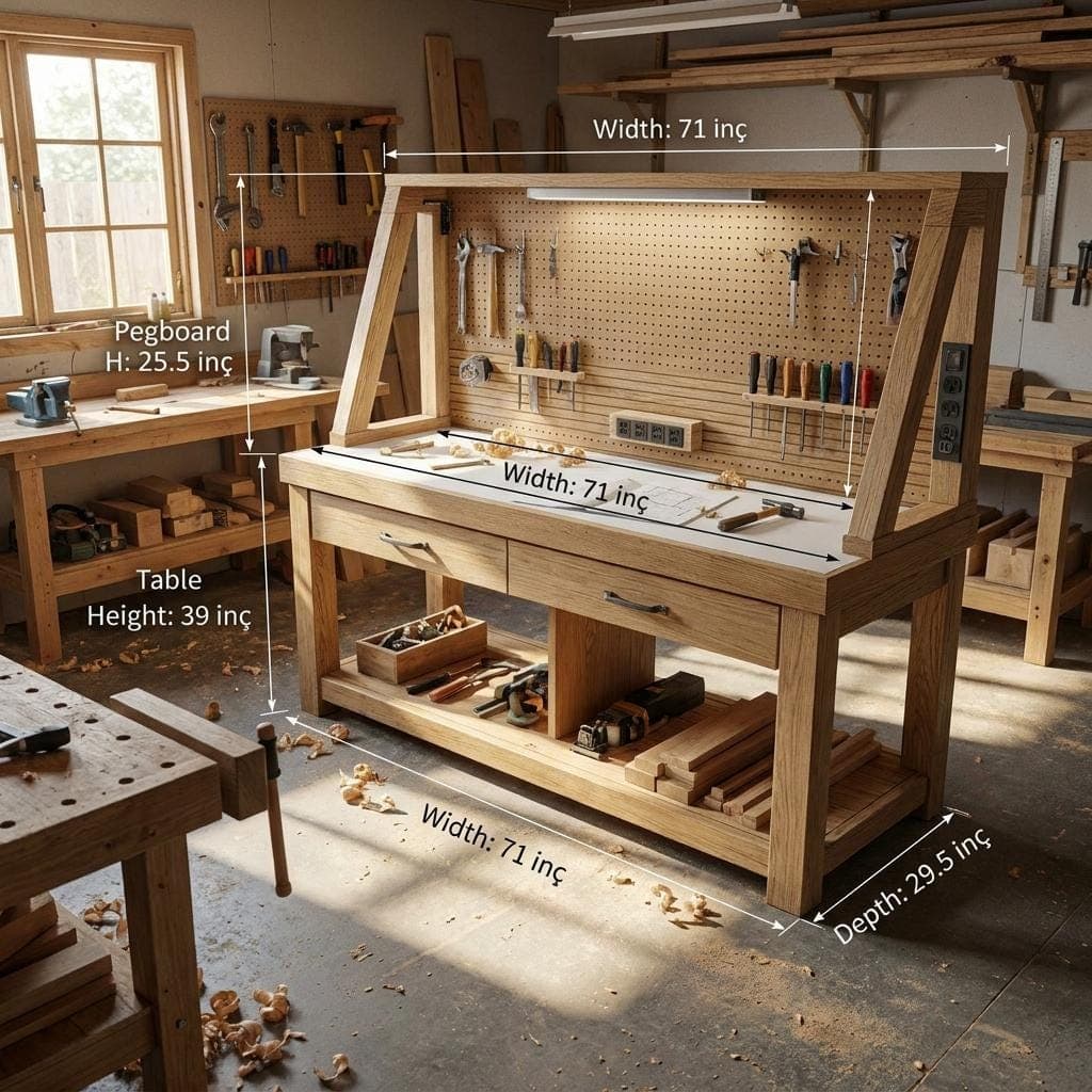DIY Workbench Plans — Step-by-step 3D assembly diagram