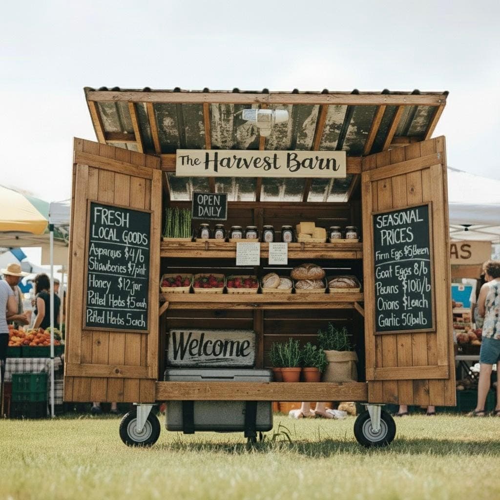 DIY Farmstand Plans — 3D exploded assembly view