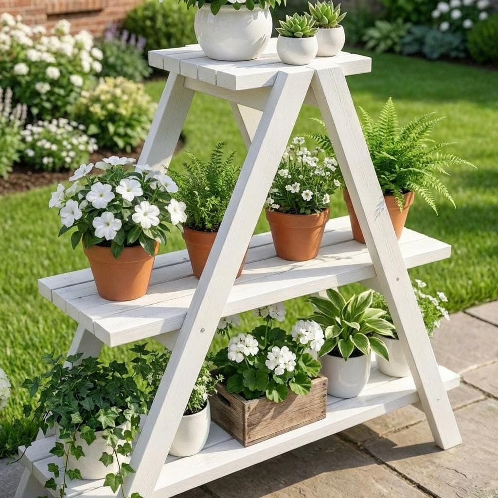 Rustic 3 Tier Wooden Plant Stand Plans — Cut list and material detail