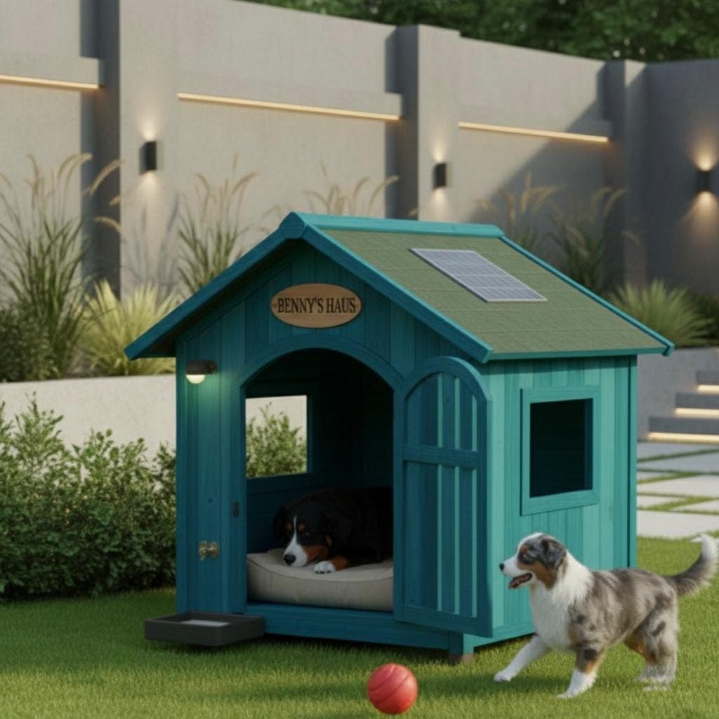 DIY Modern Dog House Plans — 3D exploded assembly view