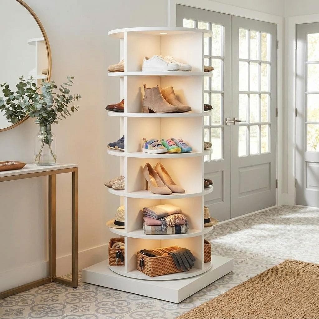 DIY Rotating Shoe Rack Plans — Step-by-Step DIY Woodworking Plans PDF Blueprint