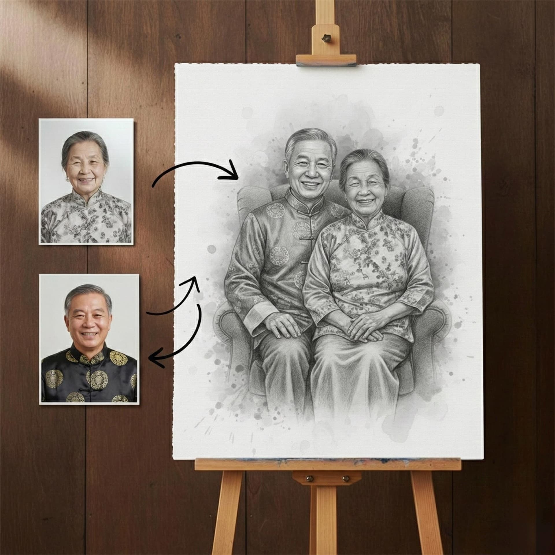 Custom Pencil Sketch Portrait - Family — Material and lumber overview