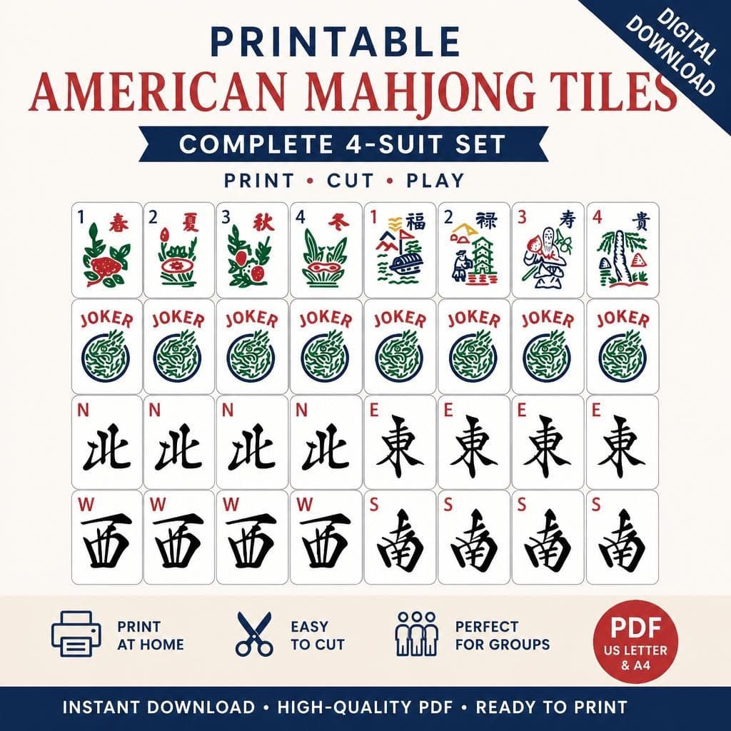 Printable American Mahjong Tiles & Cards — Material and lumber overview