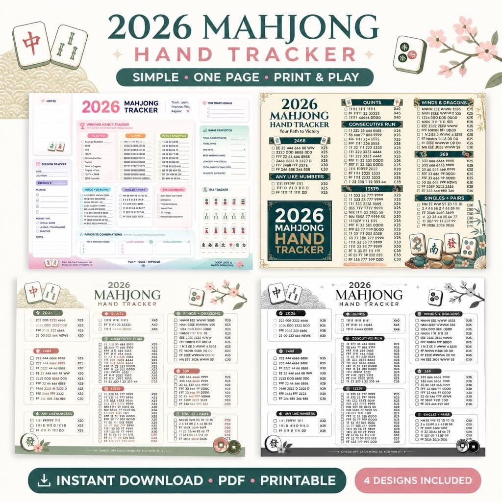 2026 Mahjong Card Printable Tracker — Step-by-Step DIY Woodworking Plans PDF Blueprint