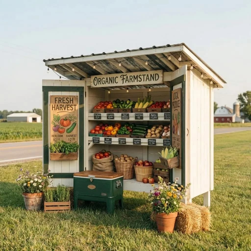 DIY Farmstand Plans PDF — 3D exploded assembly view