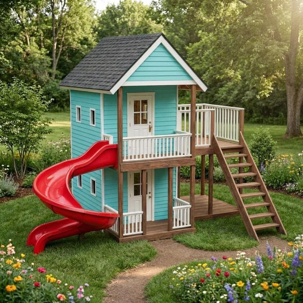DIY Playhouse Plans — Step-by-step 3D assembly diagram