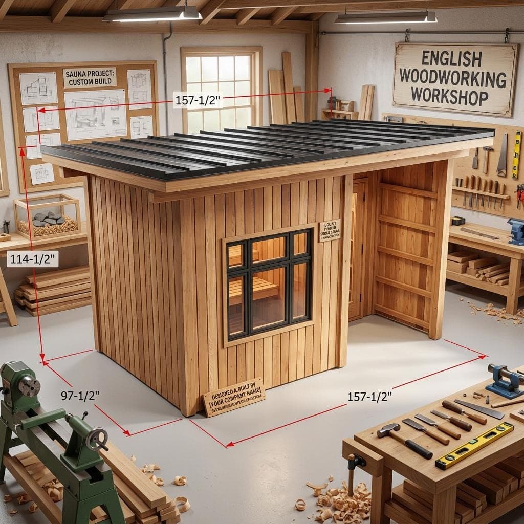 Modern Outdoor Sauna Plans — Step-by-step 3D assembly diagram