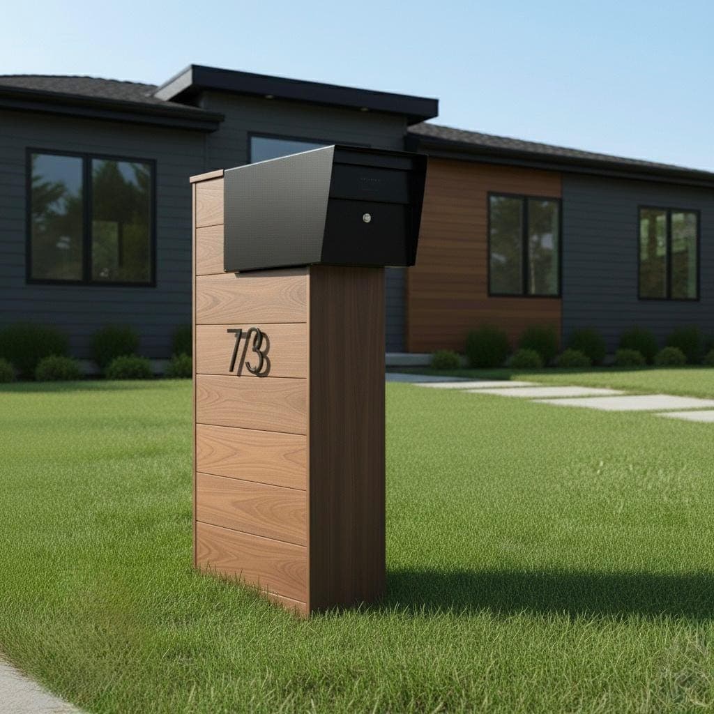 Modern Mailbox Post Plans — Step-by-step 3D assembly diagram